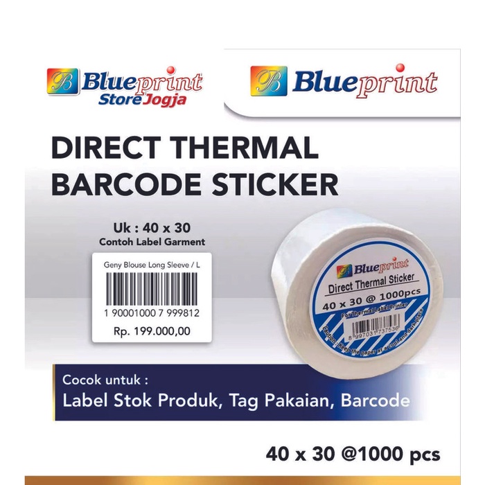 

$$$$] Direct Thermal Sticker Blueprint 40x30 40 x 30 mm Untuk Mixue - 1 Roll