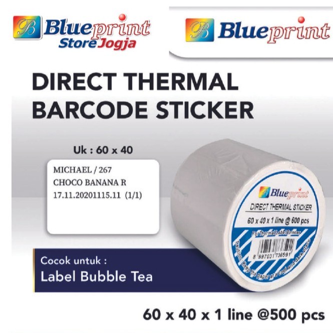 

@=@=@=@=] Direct Thermal Sticker 60 x 40 BLUEPRINT Label Stiker 60x40 mm 1 Roll