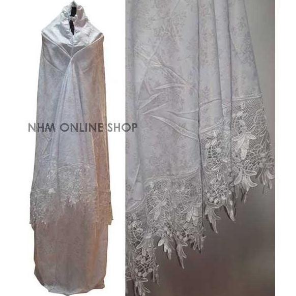Mukena Renda Sutra Foil,Mukena Cantik, Mukena putih