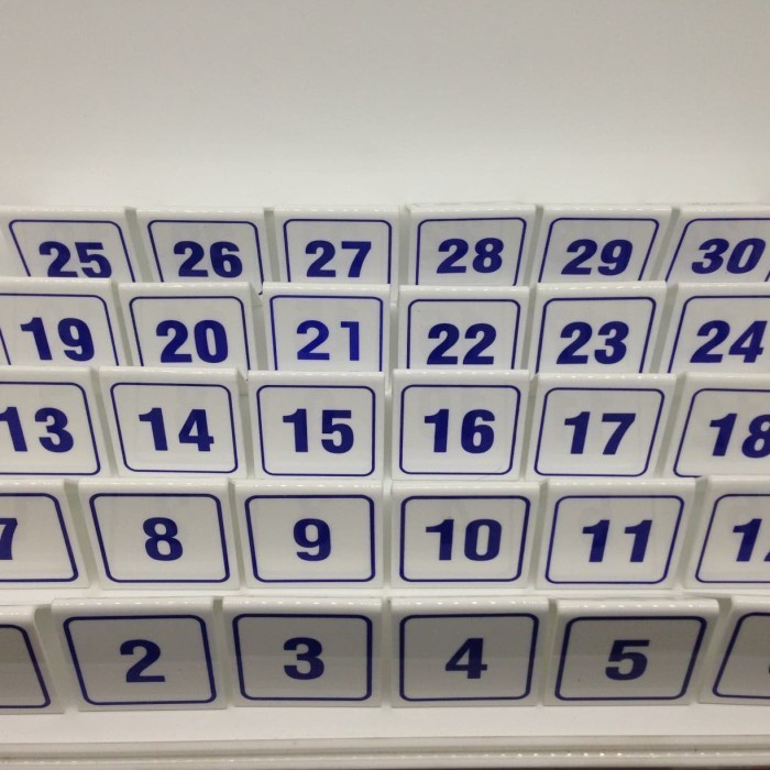 

Acrylic Nomer Meja 1-30