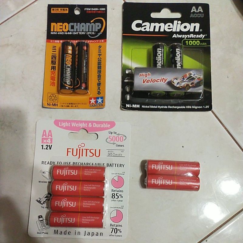 Tamiya mini 4wd battery rechargeable ( baterai cas) neochamp camelion fujitsu