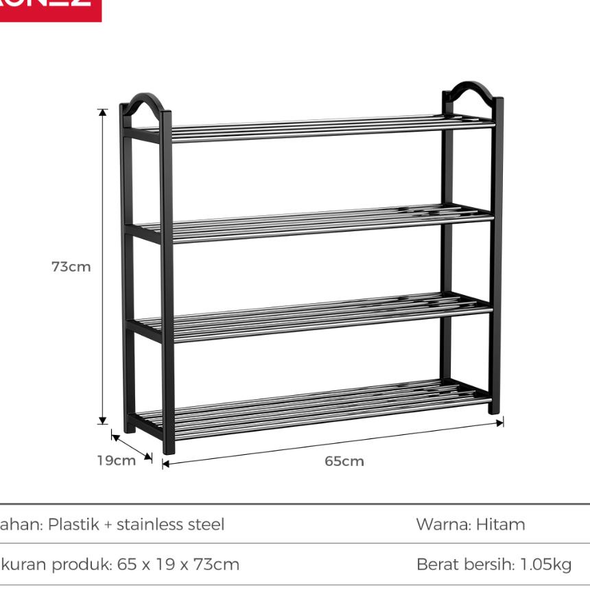Aonez 4 Layers Nimalis Rak Sepatu Besi Bertingkat Rak Susun Sepatu Mulifungsi Rak