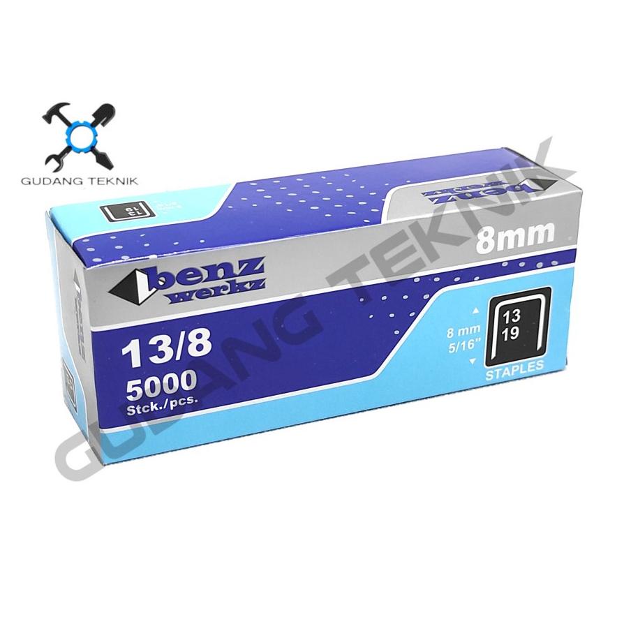 

Keren Isi Staples Paku Tembak 13/8 8Mm U 5000Pcs Benz / Refil Refill Isi Ulang Air Nailer Angin Stapler Gun Tracker Jok Benz