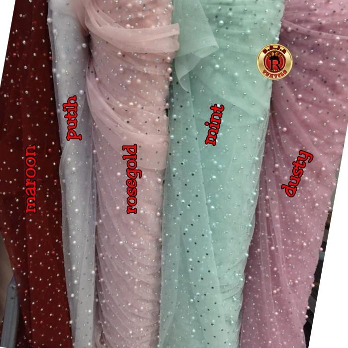 BISA COD - TILE PAYET MUTIARA / KAIN SOFT TULLE PAYET / BAHAN TULE PENGANTIN