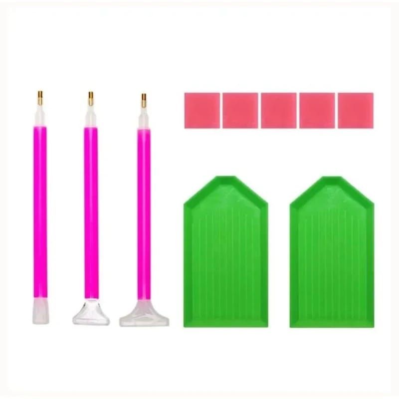 Set Tools Diamond Painting Lengkap Lem Pen Tray Peralatan Diamond Painting Full Drill 5D