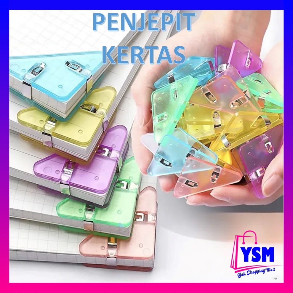 

YSM Paper Clip Segitiga Warna-Warni Klip Sudut Penjepit Buku Akrilik Penjepit Kertas Binder Plastik Clips Book & Paper Corner Perlengkapan Kantor Sekolah t