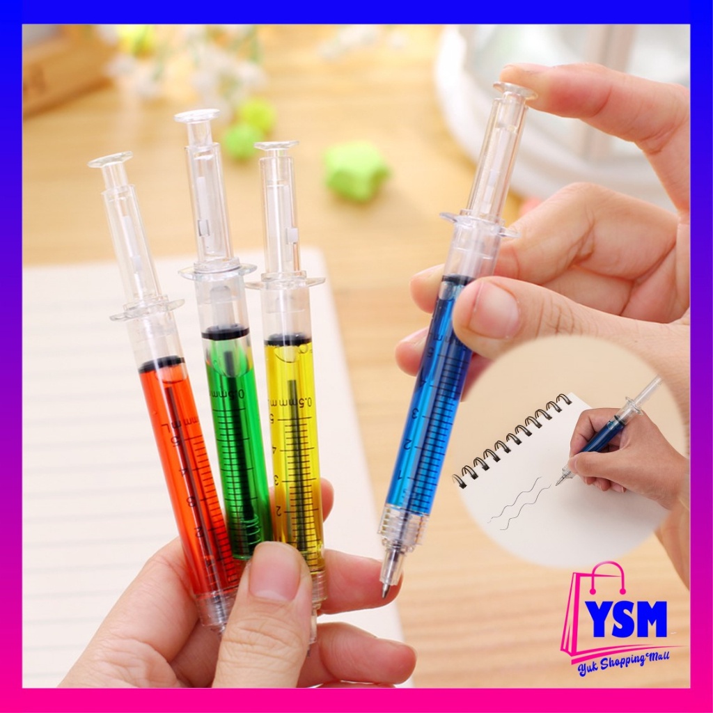 

YSM Pulpen Jarum Suntik Lucu Korean Syringe Ballpoint Pen Souvenir Aesthetic Fancy Pena Alat Tulis Anak Sekolah Murah t