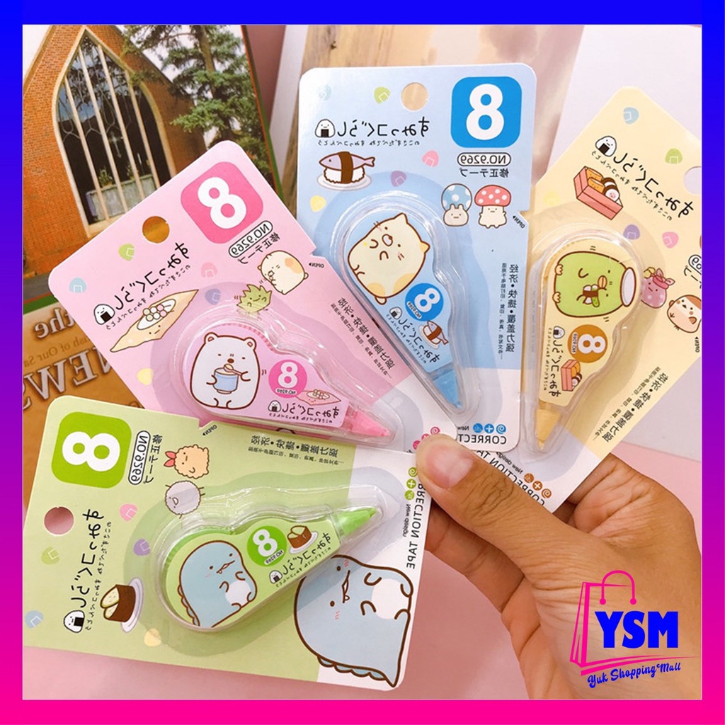 

YSM Correction Tape Students Stationary School Supplies 8M Multiple Color Tipe-x Karakter Lucu Penghapus PenaTip-ex Kertas Mini