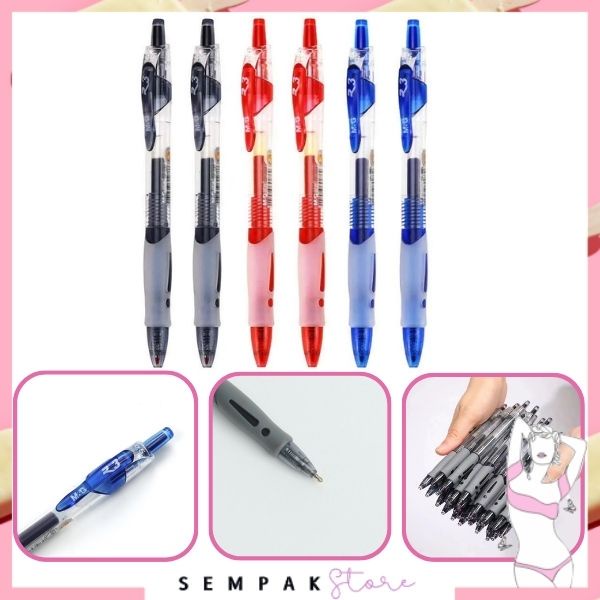 

SS Pulpen Standard Cetekan Transparant Pena Gel 0.5mm Alat Tulis Kantor Sekolah Pen Pencet Tinta Cair Bolpoint Polos Murah