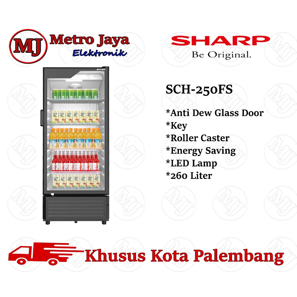 SHOWCASE SHARP SCH 250 FS Kulkas Minuman 4 rak kulkas minuman sharp