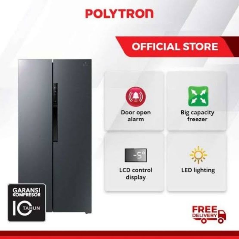 Kulkas side by side Polytron prs 460 inverter 2 pintu