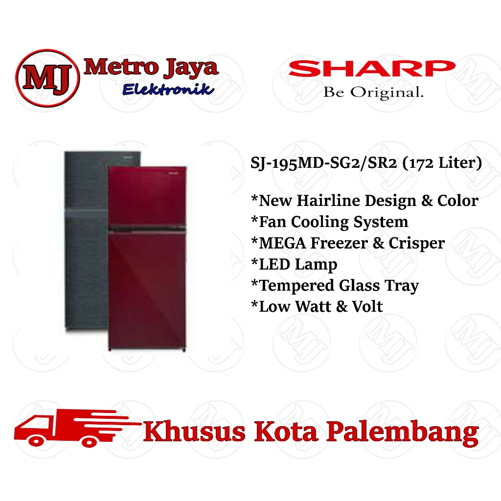 Kulkas 2 pintu Sharp Sj 195 md / Sj 195 nhs non salju