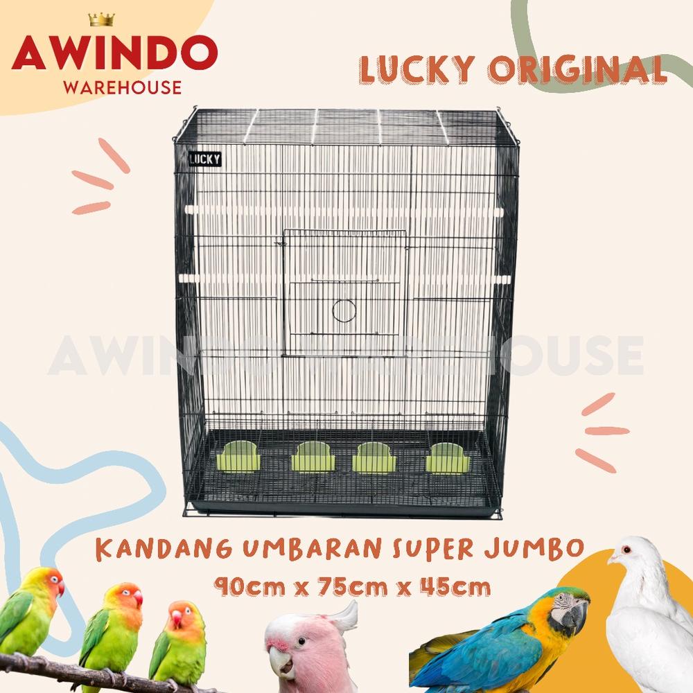 KANDANG SANGKAR UMBARAN BESI LIPAT HEWAN BURUNG LOVEBIRD MURAI BEO SUPER JUMBO 92x78x48 LUCKY