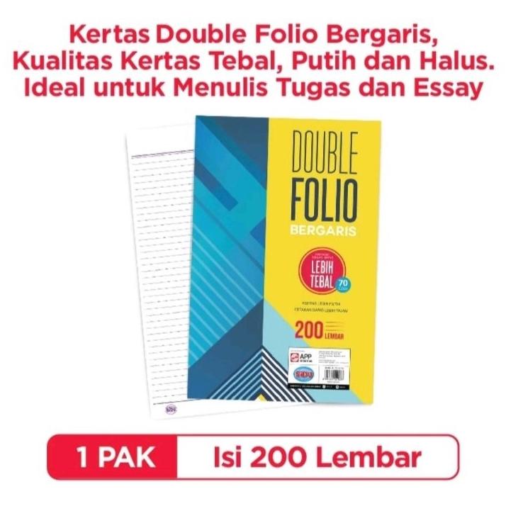 

Kertas Double Folio Bergaris Garis Sinar Dunia Sidu Sd 200 Lembar 70 Gsm / Ukuran : 320 X 420 Mm