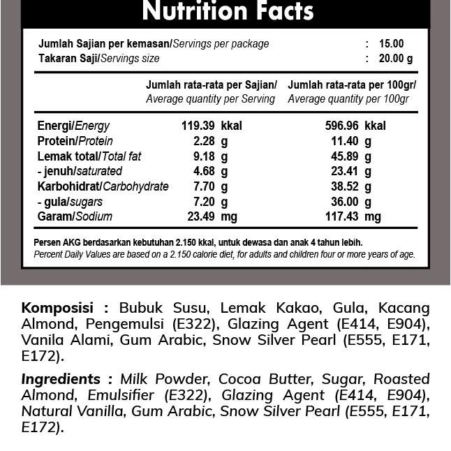 

D'Lanier Almond Pearl With White Chocolate - 300 Gr (Large Jar)