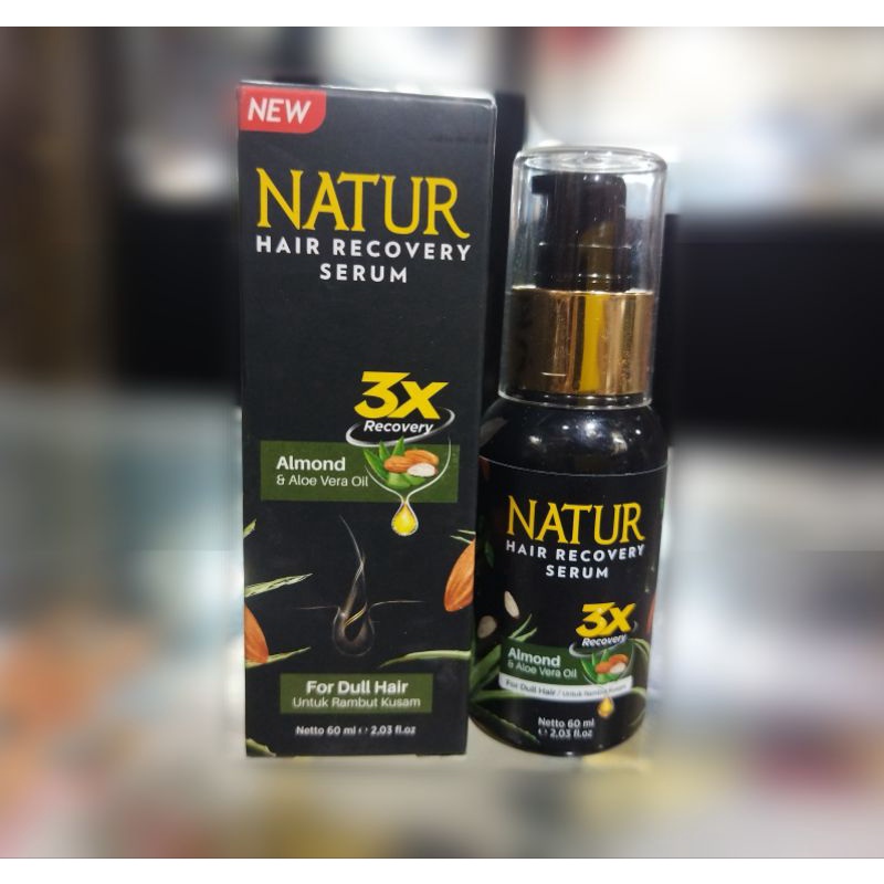 NATUR HAIR RECOVERY ALMOND & ALOE VERA OIL | DULL HAIR  UNTUK RAMBUT KUSAM | SERUM RAMBUT PERAWATAN 