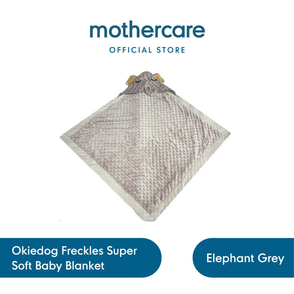 Okiedog Freckles Super Soft Baby Blanket Elephant - Selimut Bayi (Abu-Abu)