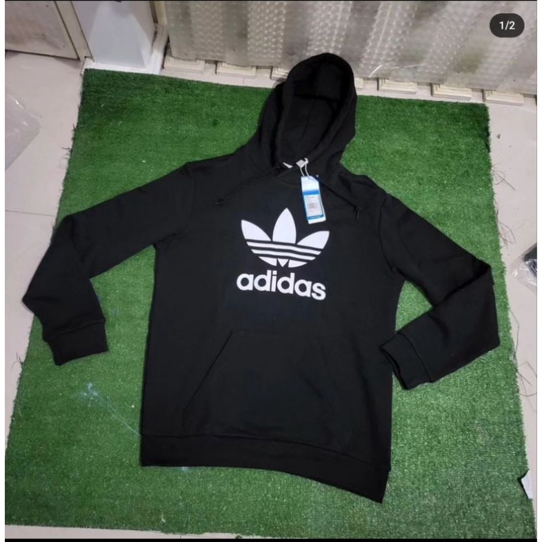 Adidas original trefoil hoodie black white bnwt