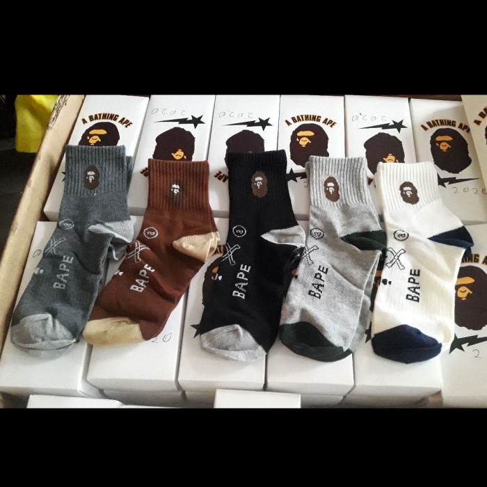 Kaos Kaki - Kaos Kaki Bape Socks 2020 Isi 5 Pcs Original Socks All Size