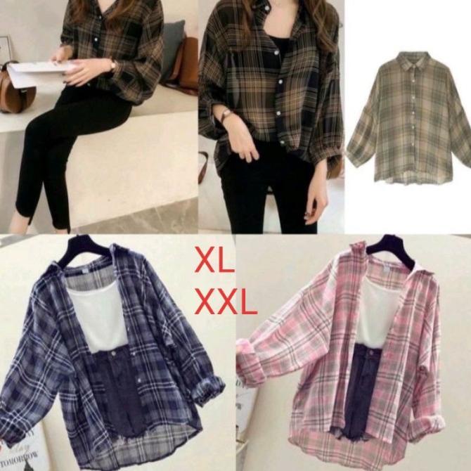 Bigsale Kemeja Guilen Xl Xxl Baju Blouse Atasan Wanita Perempuan Dewasa Remaja