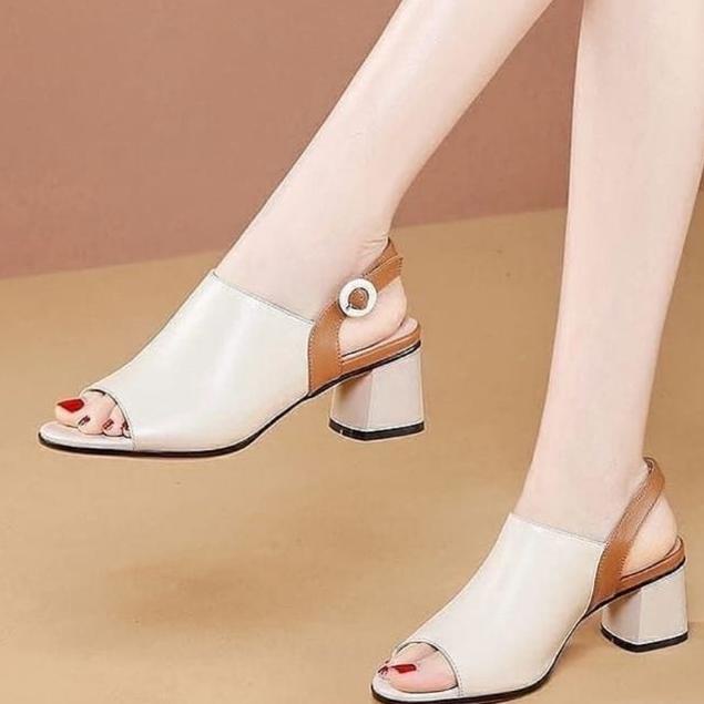 Sandal Wanita / Shoes /Wedges /Sandal High Heels Hak Tahu 5Cm Motif Pump Sepatu Sandal Wanita