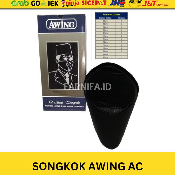 Peci Kopyah Kopiah Songkok Awing AC Hitam Polos AC 100% Original Asli