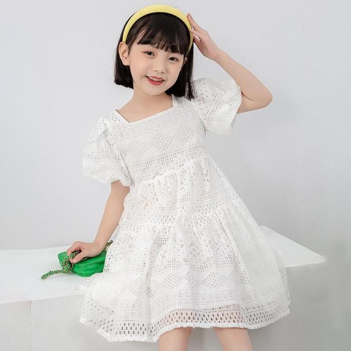Christy Dress Anak Brokat Putih Bersih Import Stok Terbatas