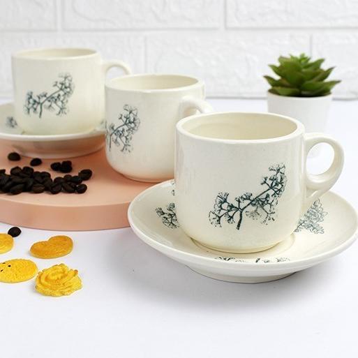 6 Set Cangkir Keramik Kopi Kopitiam Cangkir Jadul 200 Ml Chaedorabel