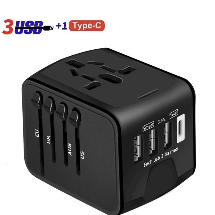 Charger Travel Universal Travel Adaptor 3 port USB + 1 type c