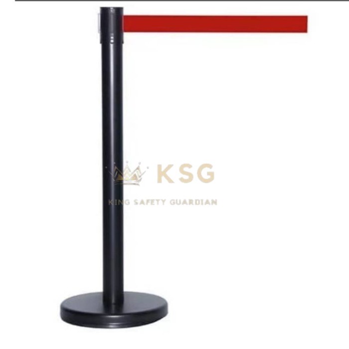 

Tiang Antrian Hitam Pita Merah