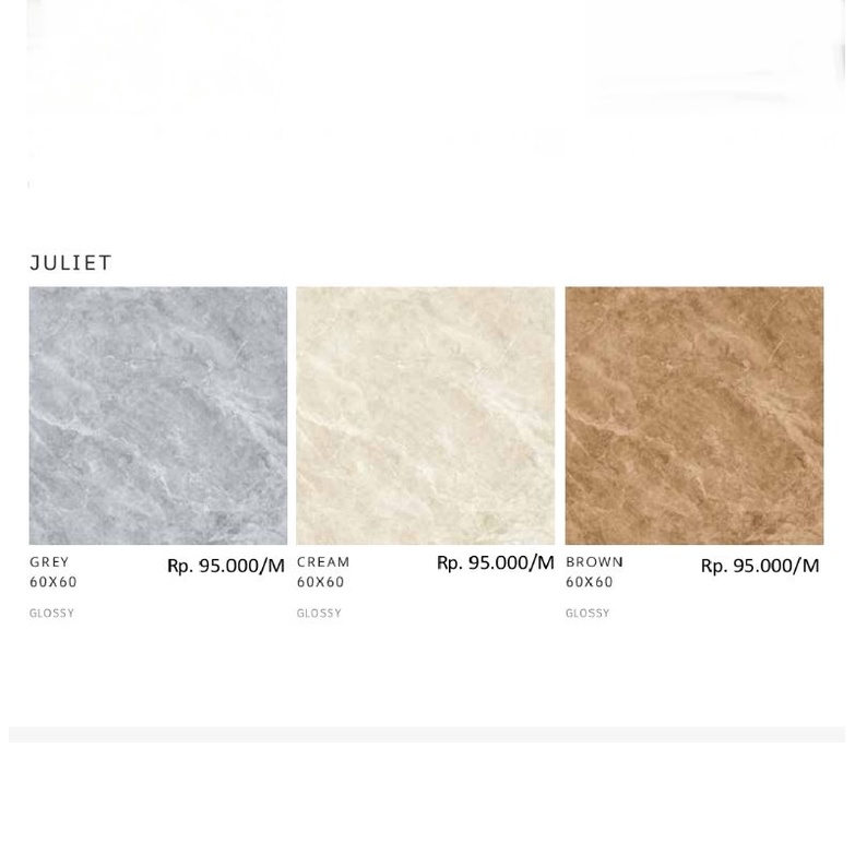 Keramik Glossy Motif Marbel Juliet Warna abu/Cream/Brown Ukuran 60x60 by Platinum/ Keramik Kualitas 