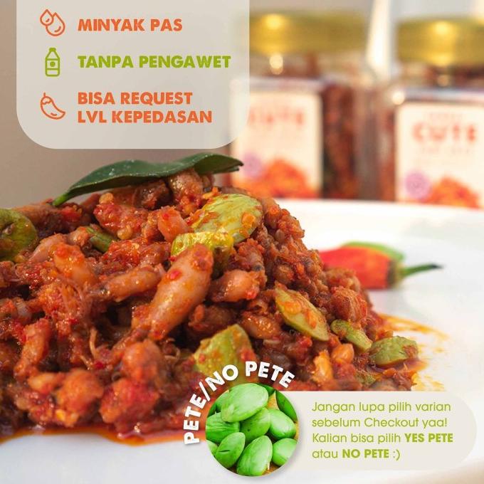 

Sambal Baby Cumi Cumi Pete / Petai 200G [Cute] Pedas Gurih