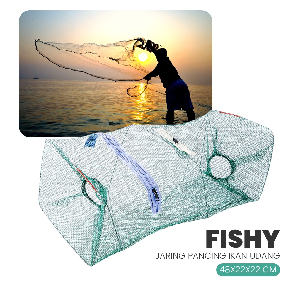 Jaring Pancing Ikan Udang Fishing Net 48x22x22 cm /Bubu Perangkap Jebakan Jaring Jala Prangkap Lipat