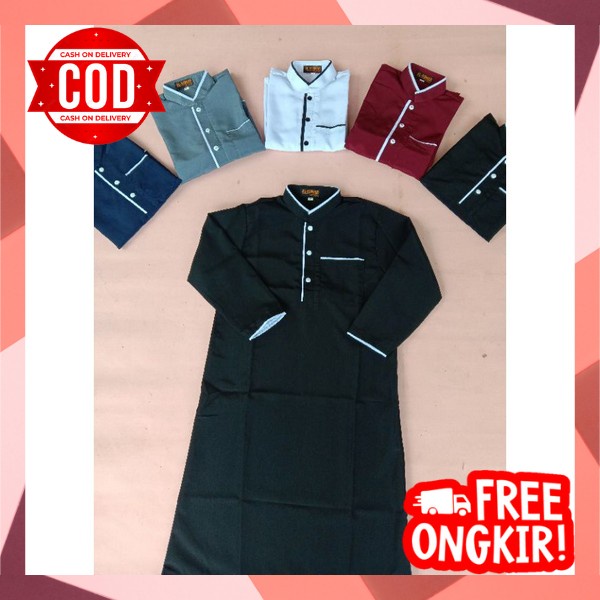 Baju Setelan Koko Anak Laki Laki Model Lis Jubah Anak Bonus Peci Gamis Jubah Anak Terbaru Usia 1 2 3