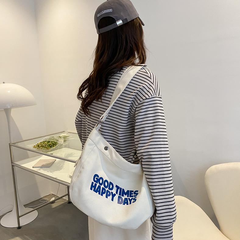 Promo Awa Ltahun Happy Days Bag Slingbag Tas Selempang Canvas Wanita Casual Trendy Slingbag Cewek Oo