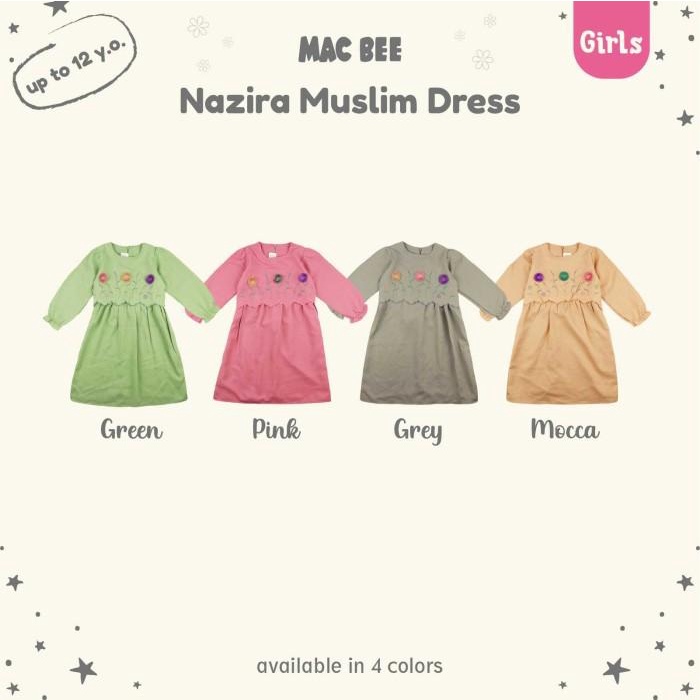 BISA COD - MACBEE BAJU ANAK PEREMPUAN GAMIS ANAK MUSLIM COLLECTION NAZIRA FLOWERS
