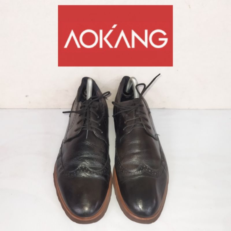 Aokang Wingtip Brogue original Sepatu pria formal kulit vintage preloved