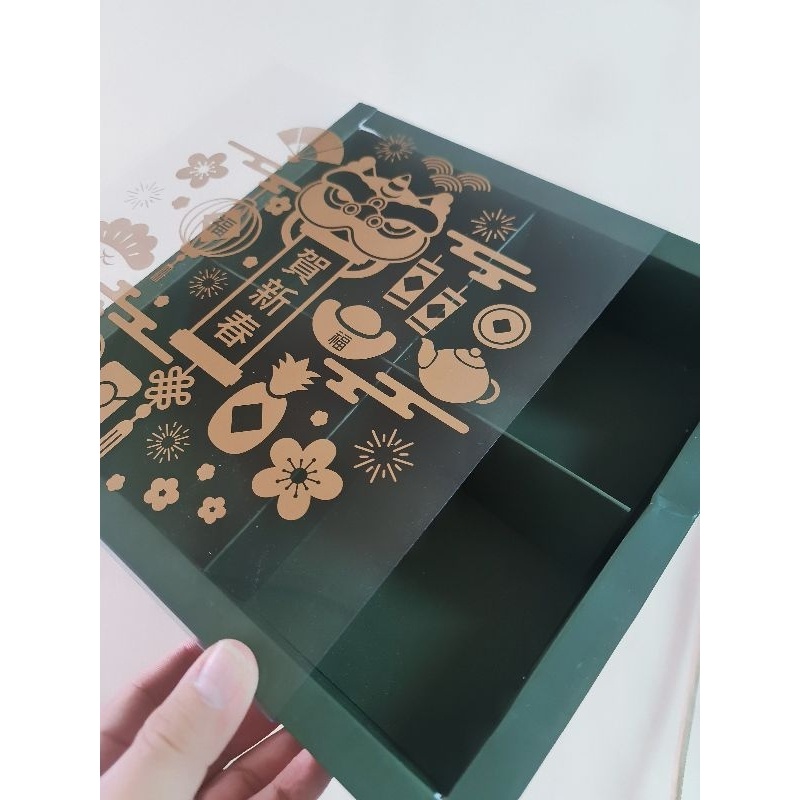 

5 pcs dus box brownies cupcake motif imlek hijau sekat 4 size 11 cm