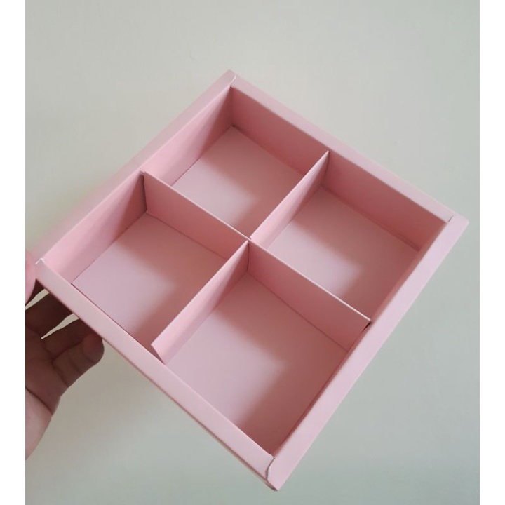 

5 pcs dus box cupcake brownies mika pink polos sekat 4 uk 17 cm