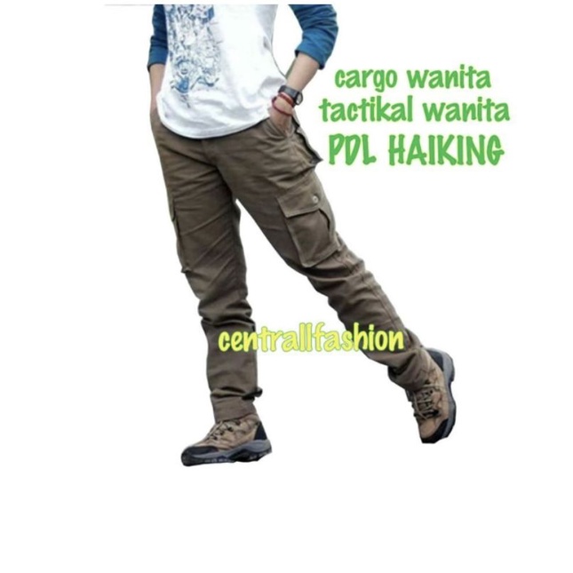 celana cargo wanita katun tebal celana outdoor wanita celana cewe 27-38 celana pdl celana gunung wan