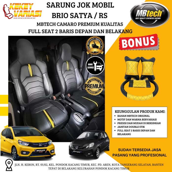 SARUNG JOK MOBIL BRIO SATYA/RS BAHAN MBTECH CAMARO FULL SEAT 2 BARIS