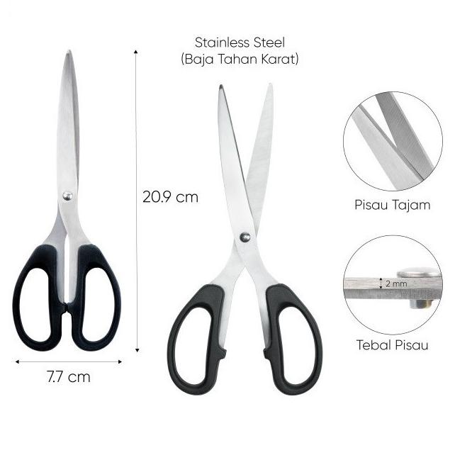 

Terlaris Gunting Kertas Tajam Stainless Besar 8.5 Inch 8.5" Scissors Sc 848 185