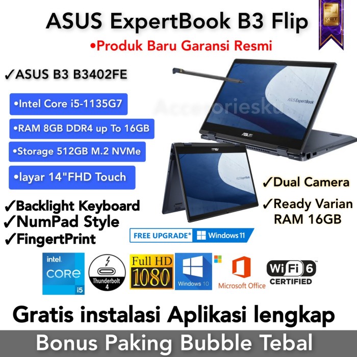 Asus ExpertBook B3 Flip i5 1135G7 512Gb SSD 14" full HD TouchScreen