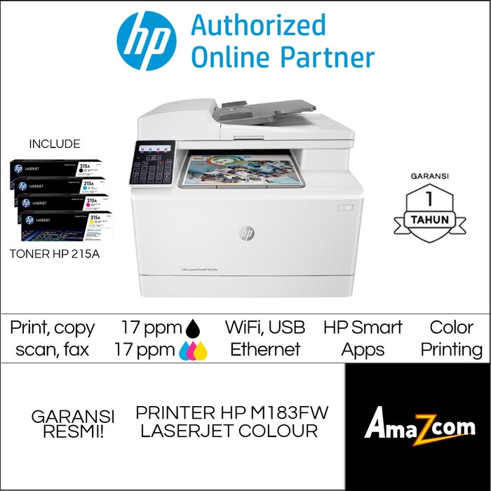 Printer Hp Color Laserjet Pro Mfp M183Fw 183Fw Garansi Resmi Hp Ready