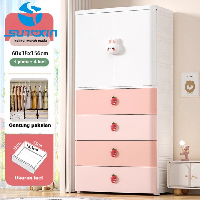 SUNXIN LEMARI PLASTIK PAKAIAN KELINCI 60CM S95 / LEMARI PAKAIAN ANAK