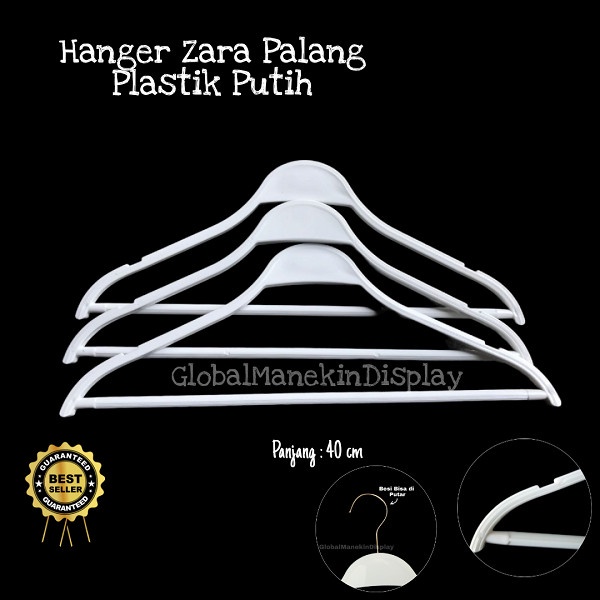 GANTUNGAN BAJU ZARA - HANGER PLASTIK PUTIH - HANGER BAJU ZARA 6 PCS