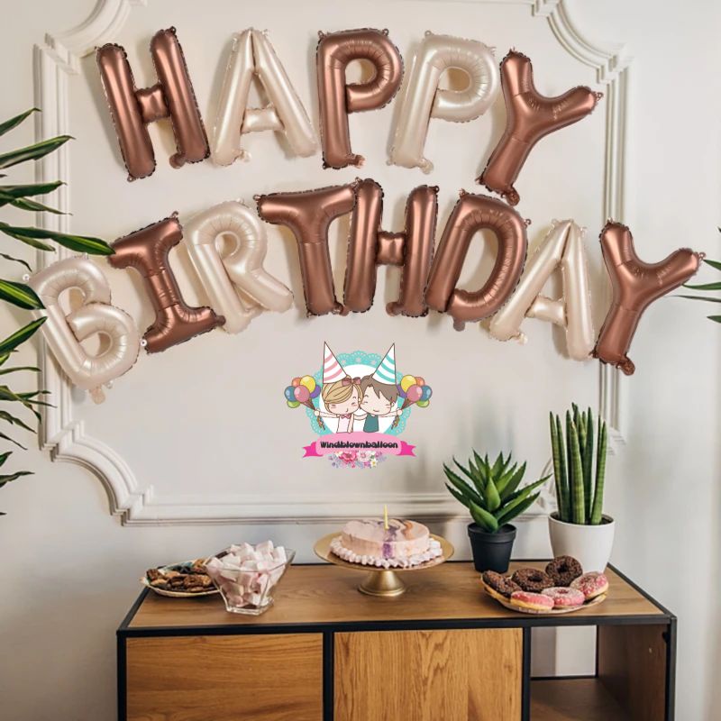 WINDBLOWN BALON SET HURUF HAPPY BIRTHDAY FOR BDAY DECOR DEWASA & ANAK / HBD ULTAH DEKOR