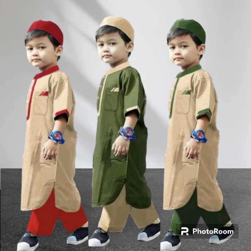 setelan Koko gamis anak laki laki/Koko jubah anak laki laki/baju muslim anak laki laki 1-10 tahun