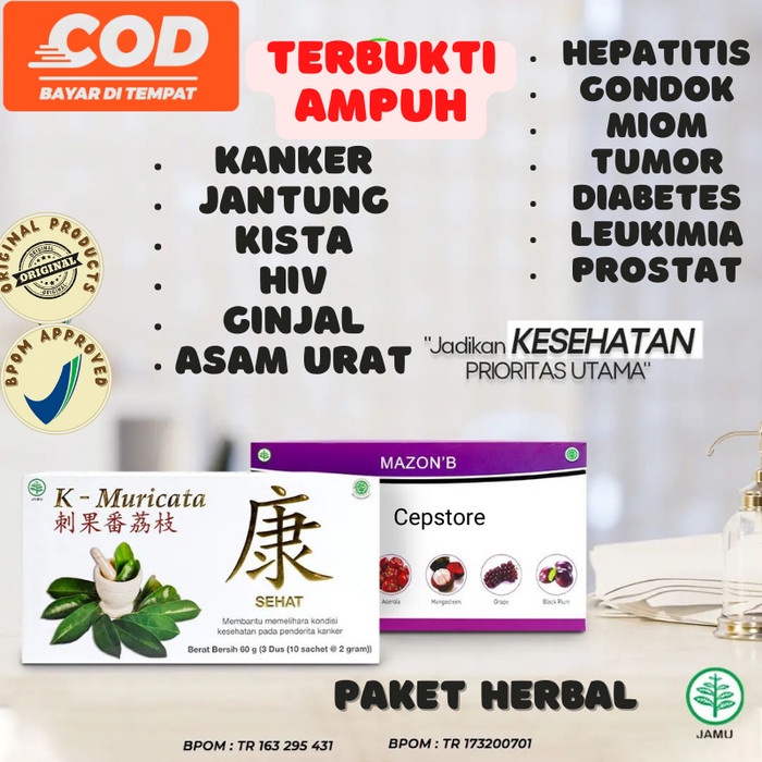 

Obat Herbal MAZON B dan K Muricata Original Penyakit Kanker Kangker