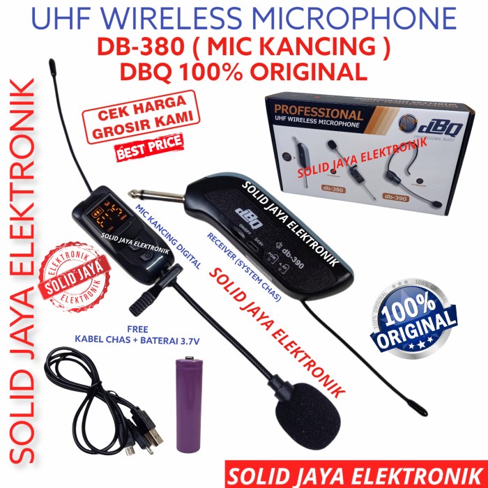 Mic Microphone Dbq Db-380 Wireless Db380 Kancing Wireles Uhf 380 Asli Terlariss 